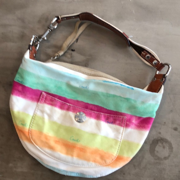 Coach Handbags - Coach rainbow canvas shoulder bag purse handbag
